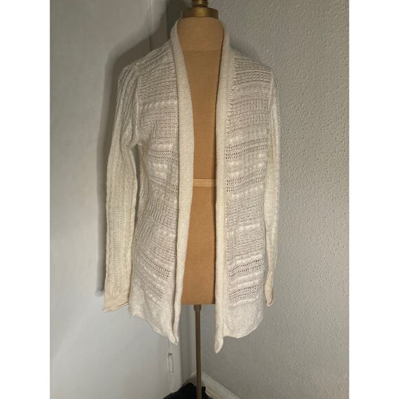 Sonoma Life + Style Cream Cardigan Open Front Sweater S Boho Cottagecore Winter - Picture 1 of 11